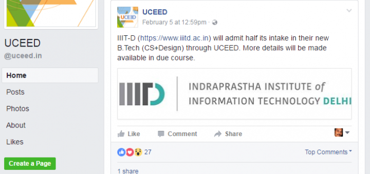 IIT Delhi to intake 50% students in BTech (CS+Design) from UCEED 2017
