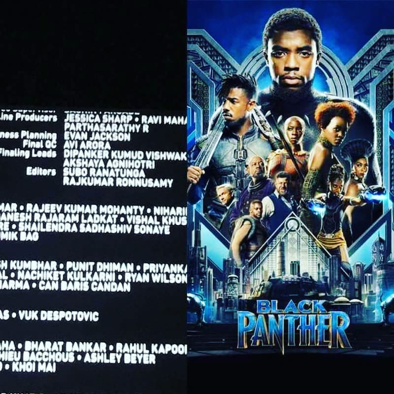BLACK PANTHER Final QC credits Avi Arora (our student)