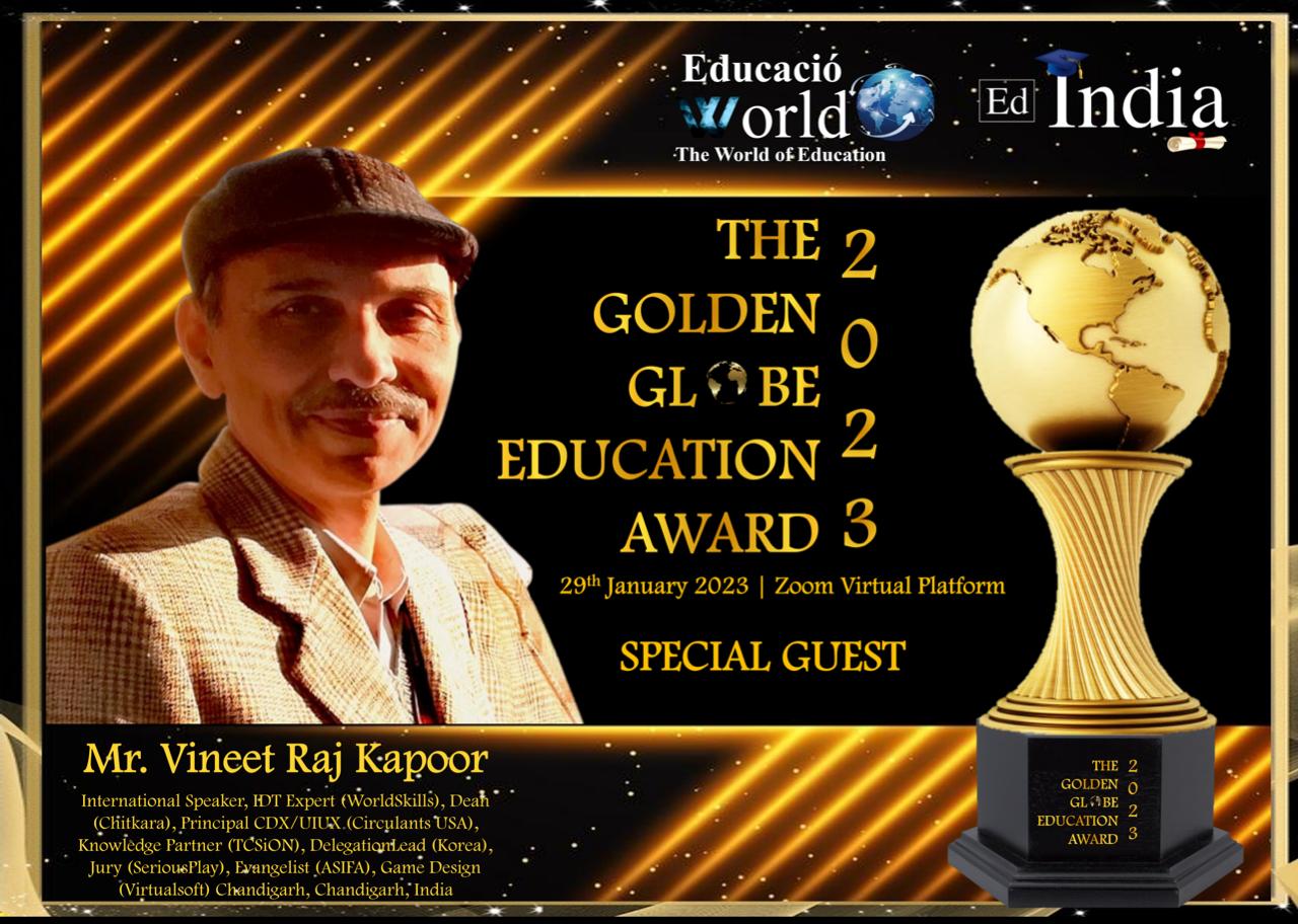 Chandigarh Design School was Awarded Centre of Excellence Award at Golden Globe Education Awards 2023 held on 29 January 2023 by Educacio World
